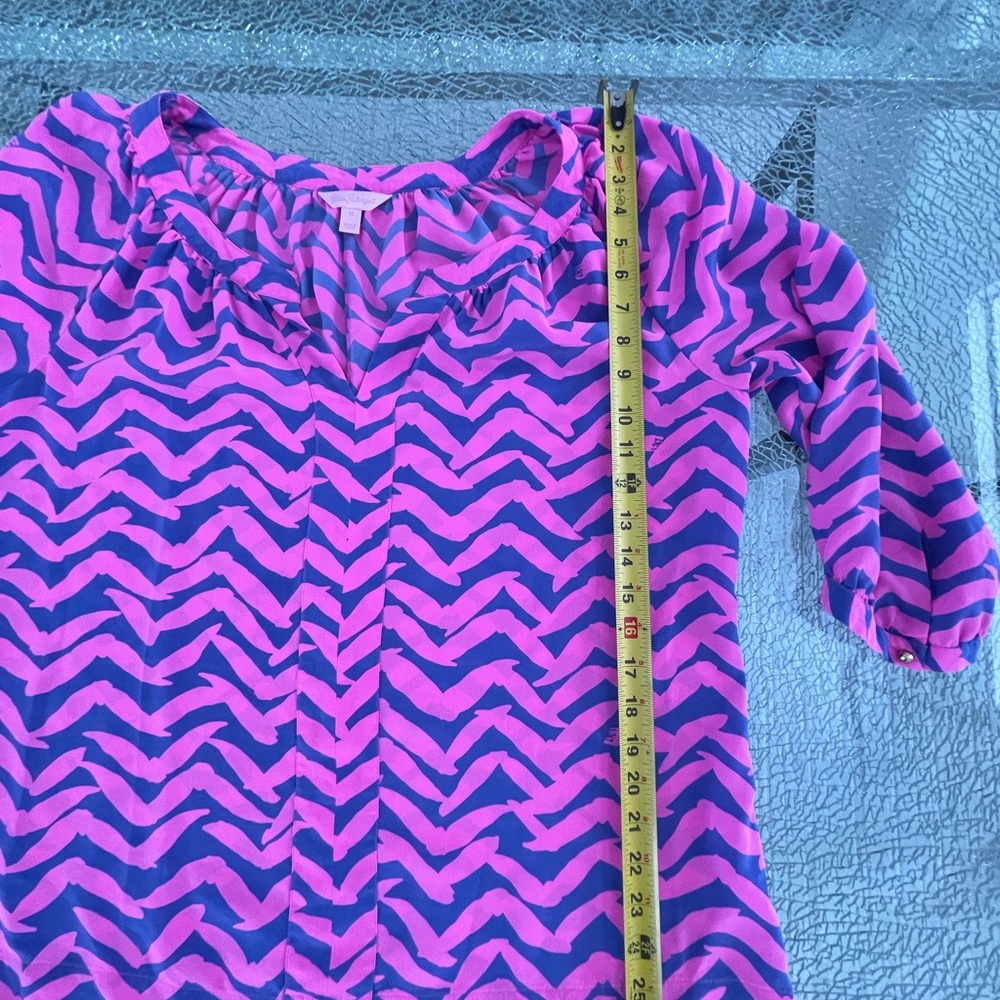 Lilly Pulitzer Pink and Purple Chevron Print Blouse - Picture 5 of 8